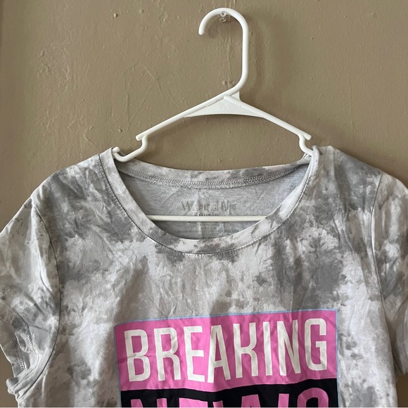 (kids girls) breaking news i don’t care gray & white tie dye tshirt - Picture 3 of 8
